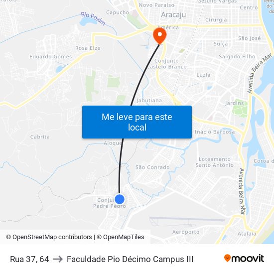 Rua 37, 64 to Faculdade Pio Décimo Campus III map