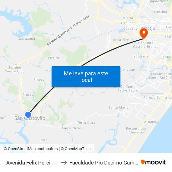 Avenida Félix Pereira, 250 to Faculdade Pio Décimo Campus III map