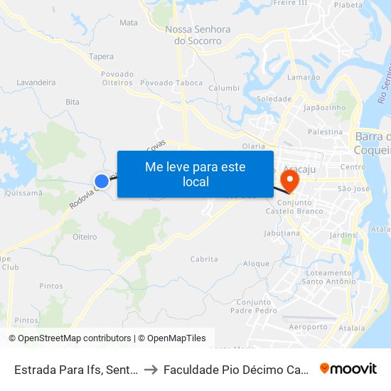 Estrada Para Ifs, Sentido Ifs to Faculdade Pio Décimo Campus III map