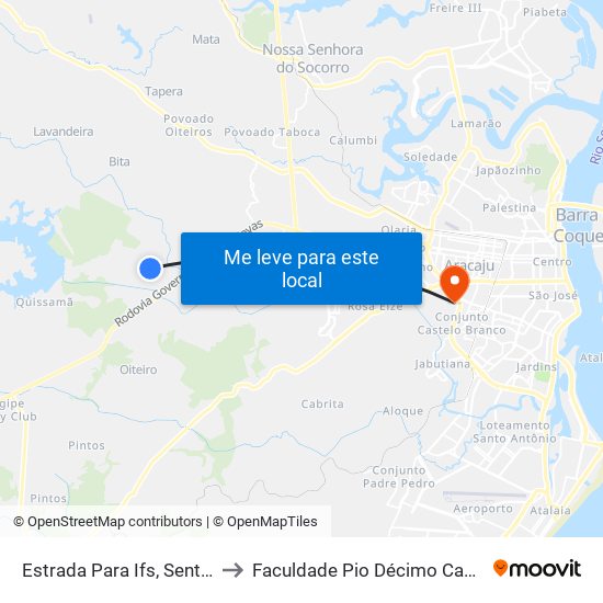 Estrada Para Ifs, Sentido Ifs to Faculdade Pio Décimo Campus III map