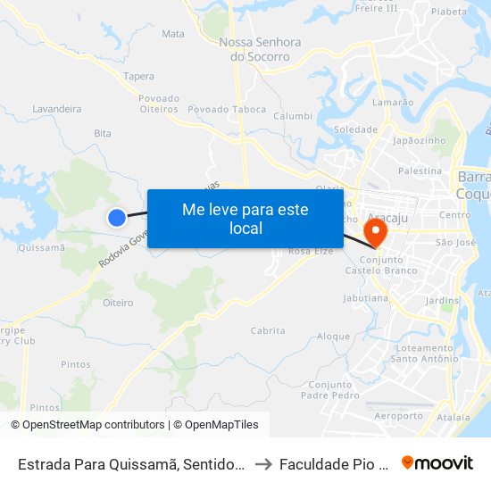 Estrada Para Quissamã, Sentido Quissamã | Acesso Ao Campus Ifs to Faculdade Pio Décimo Campus III map