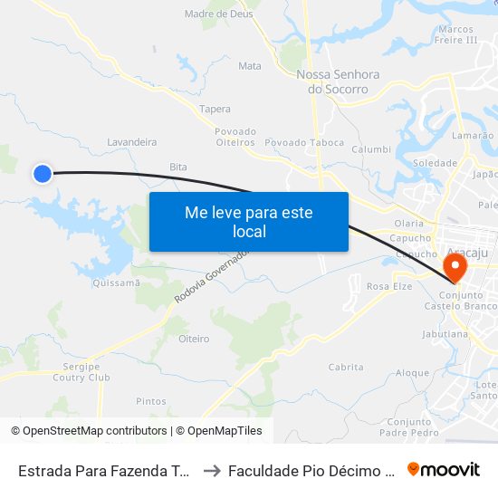 Estrada Para Fazenda Tábua, Norte to Faculdade Pio Décimo Campus III map