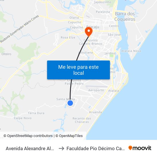 Avenida Alexandre Alcino, 25 to Faculdade Pio Décimo Campus III map