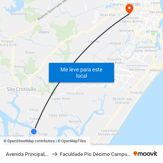 Avenida Principal, 61 to Faculdade Pio Décimo Campus III map