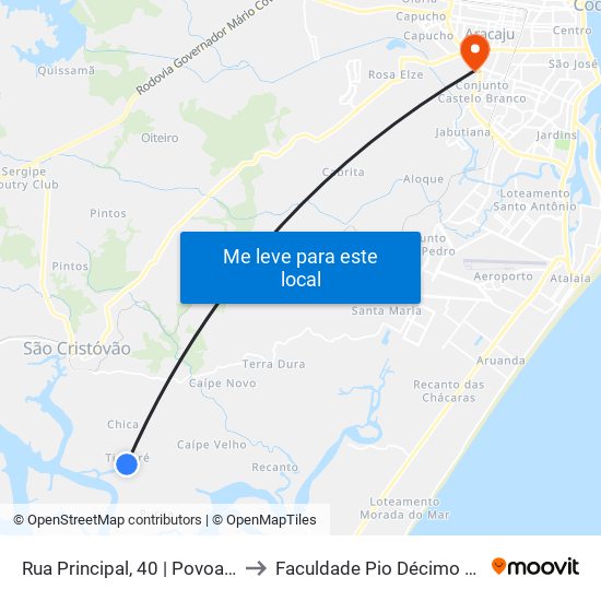 Rua Principal, 40 | Povoado Tinharé to Faculdade Pio Décimo Campus III map