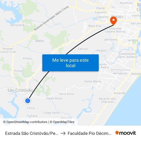 Estrada São Cristóvão/Pedreiras, Norte to Faculdade Pio Décimo Campus III map