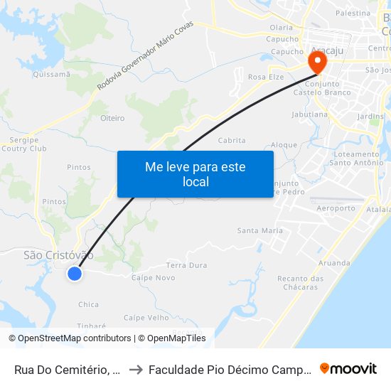 Rua Do Cemitério, 321 to Faculdade Pio Décimo Campus III map