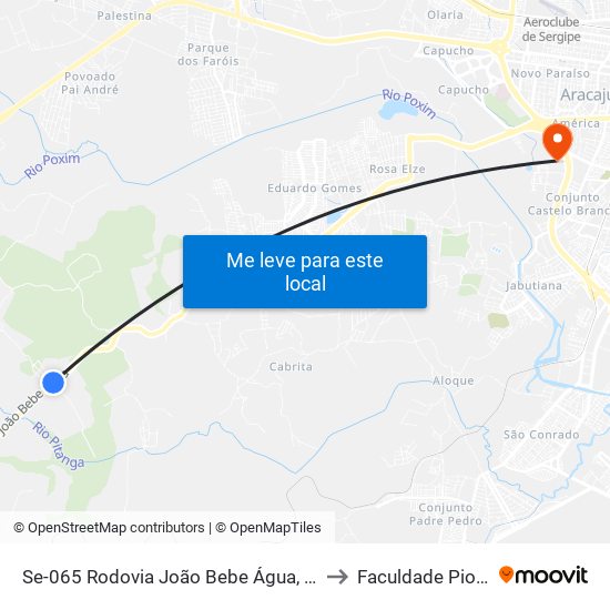 Se-065 Rodovia João Bebe Água, Km 9,2 Oeste | Entrada Para Pitanga Seca to Faculdade Pio Décimo Campus III map