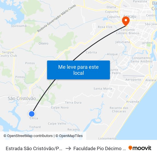 Estrada São Cristóvão/Pedreiras, Sul to Faculdade Pio Décimo Campus III map