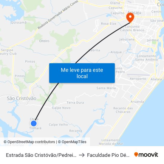 Estrada São Cristóvão/Pedreiras, Sul | Povoado Chica to Faculdade Pio Décimo Campus III map