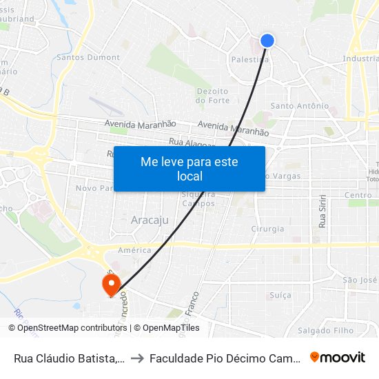 Rua Cláudio Batista, 446 to Faculdade Pio Décimo Campus III map