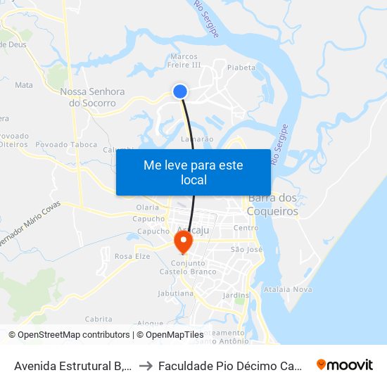 Avenida Estrutural B, 1200 to Faculdade Pio Décimo Campus III map