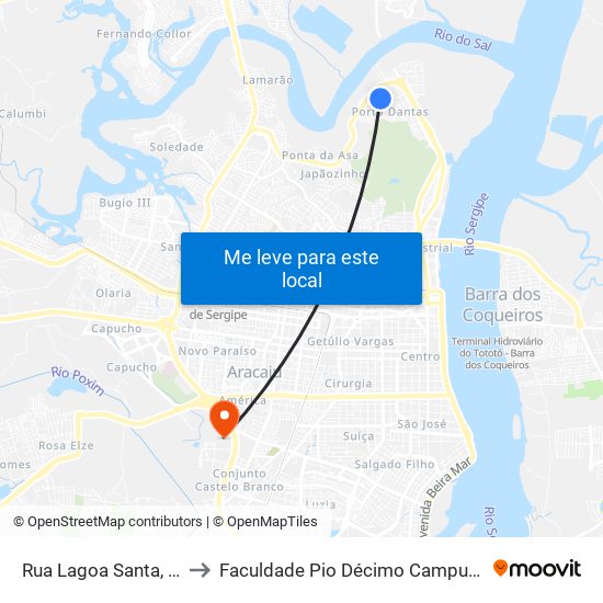 Rua Lagoa Santa, 17 to Faculdade Pio Décimo Campus III map