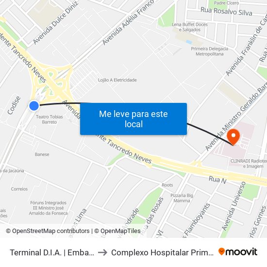 Terminal D.I.A. | Embarque to Complexo Hospitalar Primavera map