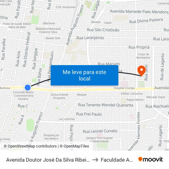 Avenida Doutor José Da Silva Ribeiro Filho, 342 A to Faculdade Amadeus map
