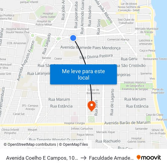 Avenida Coelho E Campos, 1071 to Faculdade Amadeus map