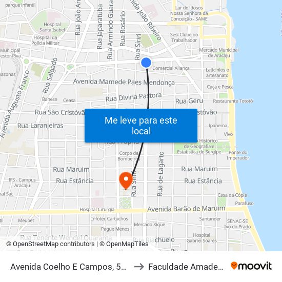 Avenida Coelho E Campos, 599 to Faculdade Amadeus map