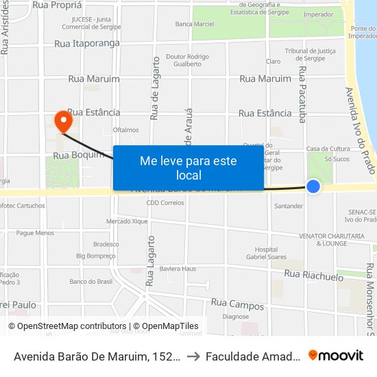Avenida Barão De Maruim, 152-250 to Faculdade Amadeus map
