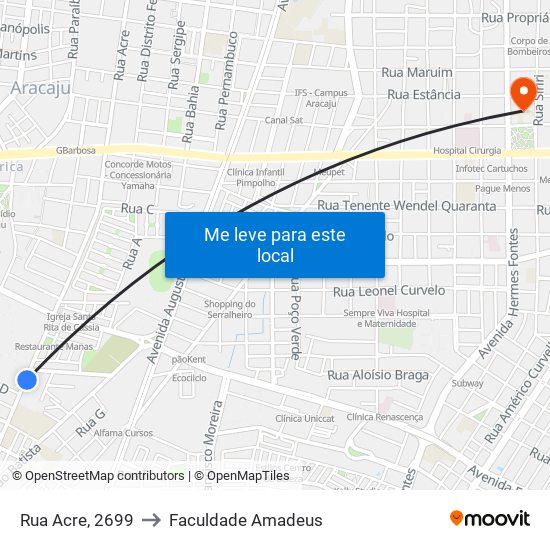 Rua Acre, 2699 to Faculdade Amadeus map