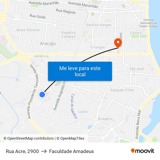 Rua Acre, 2900 to Faculdade Amadeus map