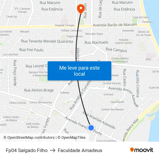 Fp04 Salgado Filho to Faculdade Amadeus map