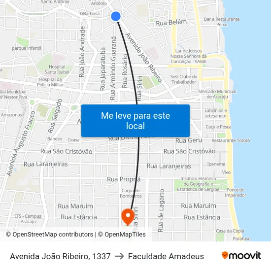 Avenida João Ribeiro, 1337 to Faculdade Amadeus map