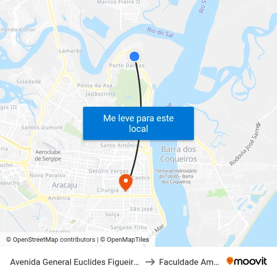 Avenida General Euclides Figueiredo, 2101 to Faculdade Amadeus map