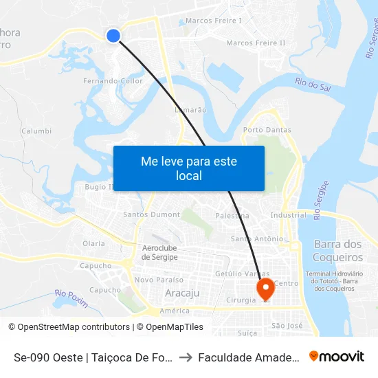 Se-090 Oeste | Taiçoca De Fora to Faculdade Amadeus map
