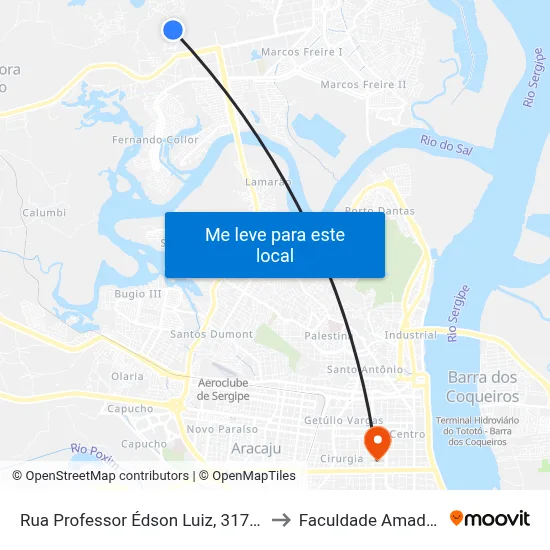 Rua Professor Édson Luiz, 317-527 to Faculdade Amadeus map