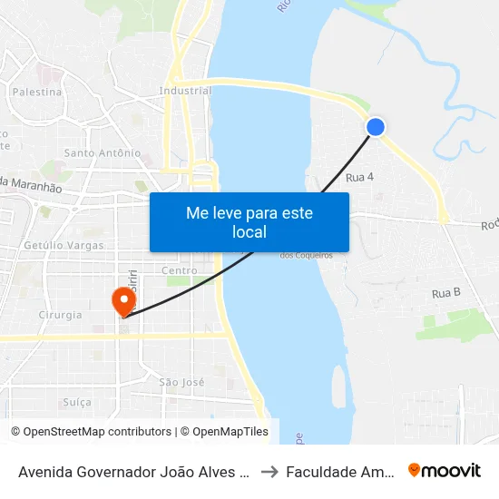 Avenida Governador João Alves Filho, 305 to Faculdade Amadeus map