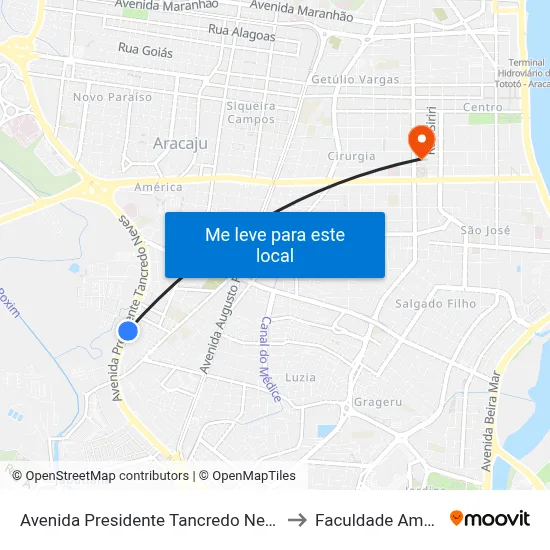 Avenida Presidente Tancredo Neves, 5033 to Faculdade Amadeus map