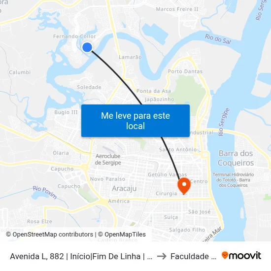 Avenida L, 882 | Início|Fim De Linha | Conjunto Orlando Dantas to Faculdade Amadeus map