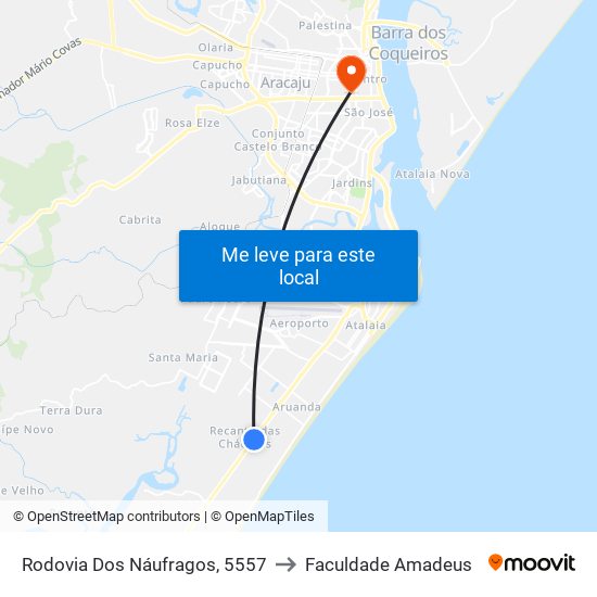 Rodovia Dos Náufragos, 5557 to Faculdade Amadeus map