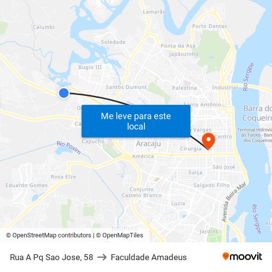Rua A Pq Sao Jose, 58 to Faculdade Amadeus map