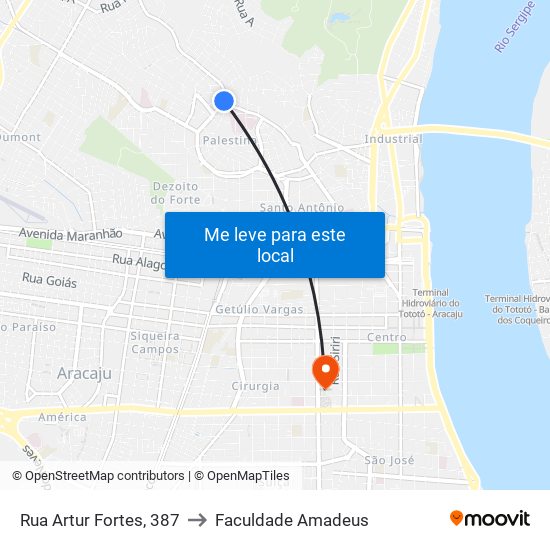 Rua Artur Fortes, 387 to Faculdade Amadeus map