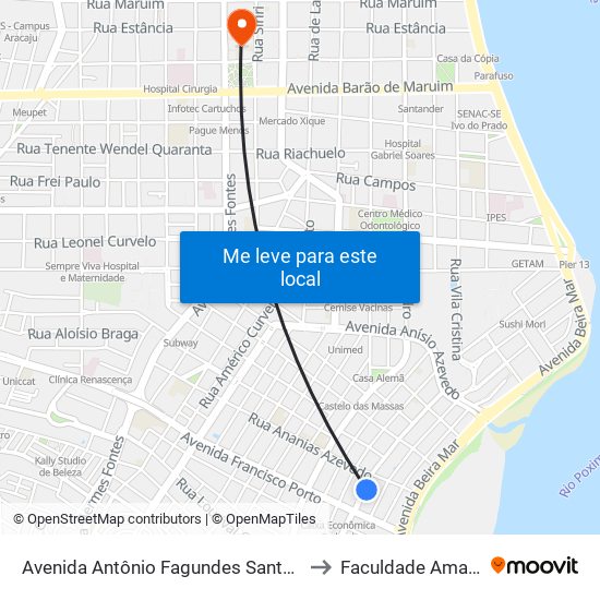 Avenida Antônio Fagundes Santana, 516 to Faculdade Amadeus map