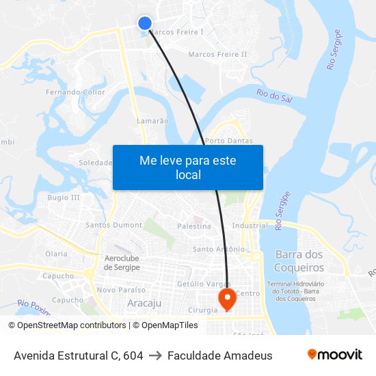 Avenida Estrutural C, 604 to Faculdade Amadeus map