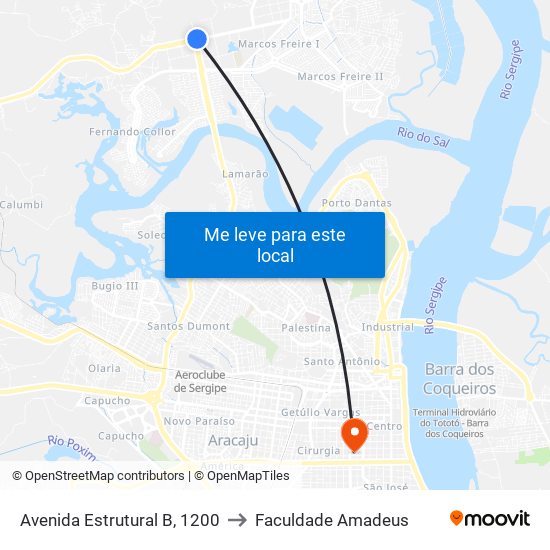 Avenida Estrutural B, 1200 to Faculdade Amadeus map