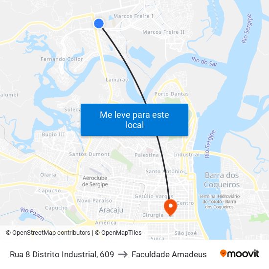 Rua 8 Distrito Industrial, 609 to Faculdade Amadeus map