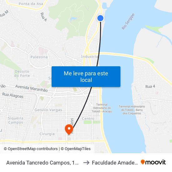 Avenida Tancredo Campos, 1405 to Faculdade Amadeus map