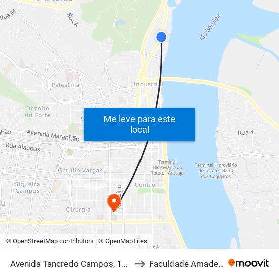 Avenida Tancredo Campos, 1129 to Faculdade Amadeus map