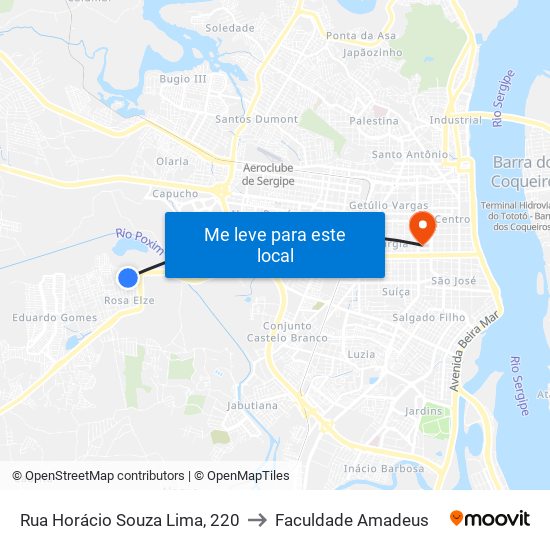 Rua Horácio Souza Lima, 220 to Faculdade Amadeus map