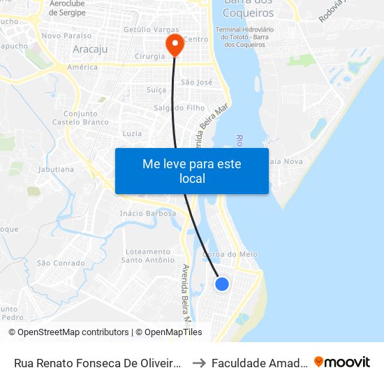 Rua Renato Fonseca De Oliveira, 544 to Faculdade Amadeus map