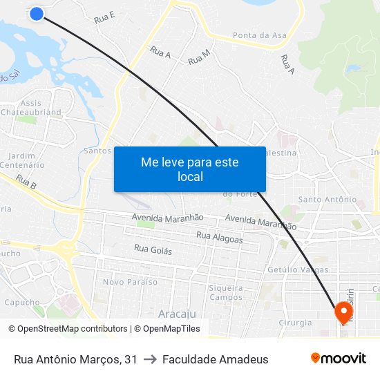 Rua Antônio Marços, 31 to Faculdade Amadeus map