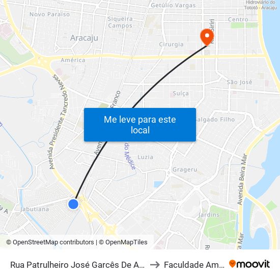 Rua Patrulheiro José Garcês De Andrade, 644 to Faculdade Amadeus map