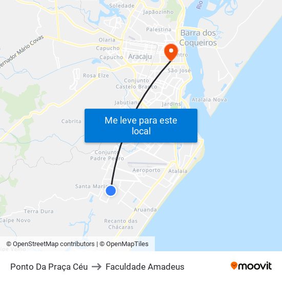 Ponto Da Praça Céu to Faculdade Amadeus map