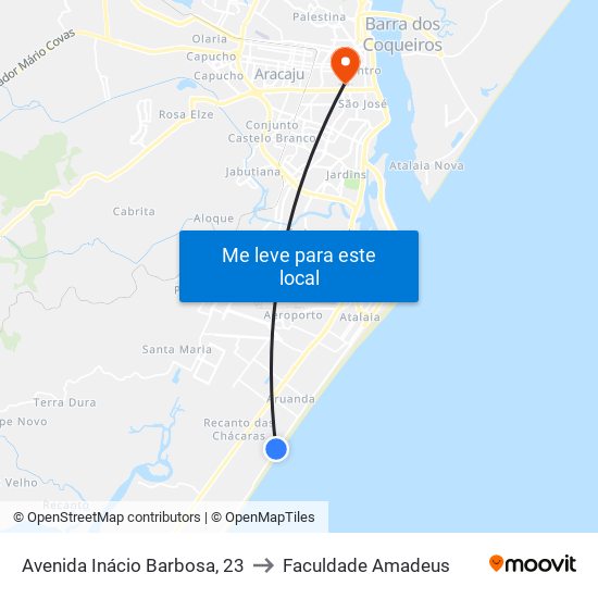 Avenida Inácio Barbosa, 23 to Faculdade Amadeus map