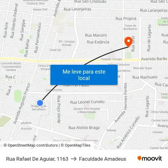 Rua Rafael De Aguiar, 1163 to Faculdade Amadeus map