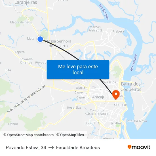 Povoado Estiva, 34 to Faculdade Amadeus map