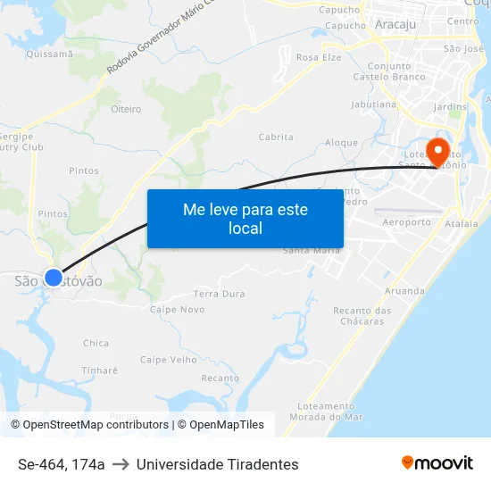 Se-464, 174a to Universidade Tiradentes map